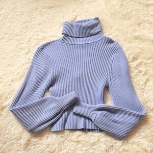 Forever 21 Ribbed Cowl Neck Sweater Keyhole Back